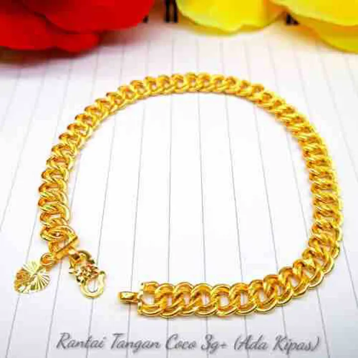 Emas 916 Tulen Rantai Tangan Gelang Coco Budget Bajet Murah Lazada