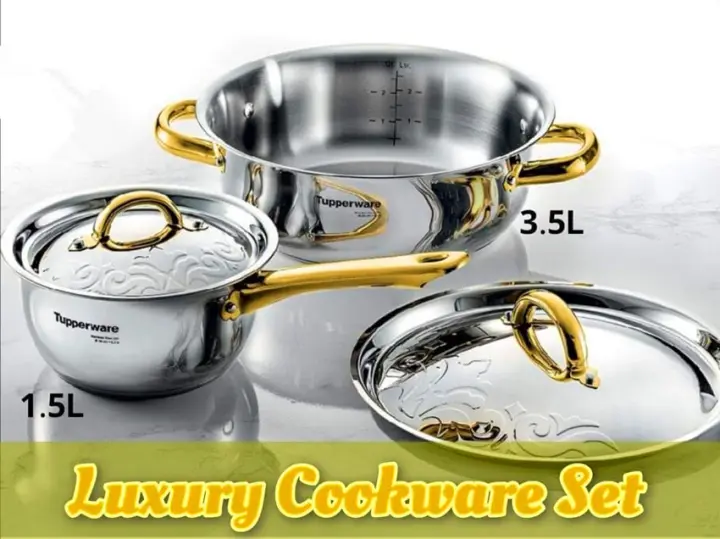 Tupperware (Full Set: 2 units) Luxury Cookware Set 55th Anniversary Cook Casserole 3.5L and Saucepan 1.5L with Cover