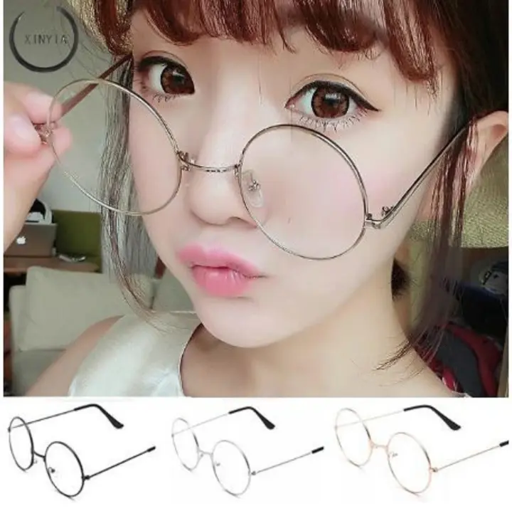 Women Men Casual Retro Round Transparent Glasses Frame Clear - Spek Mata Korea Bulat
