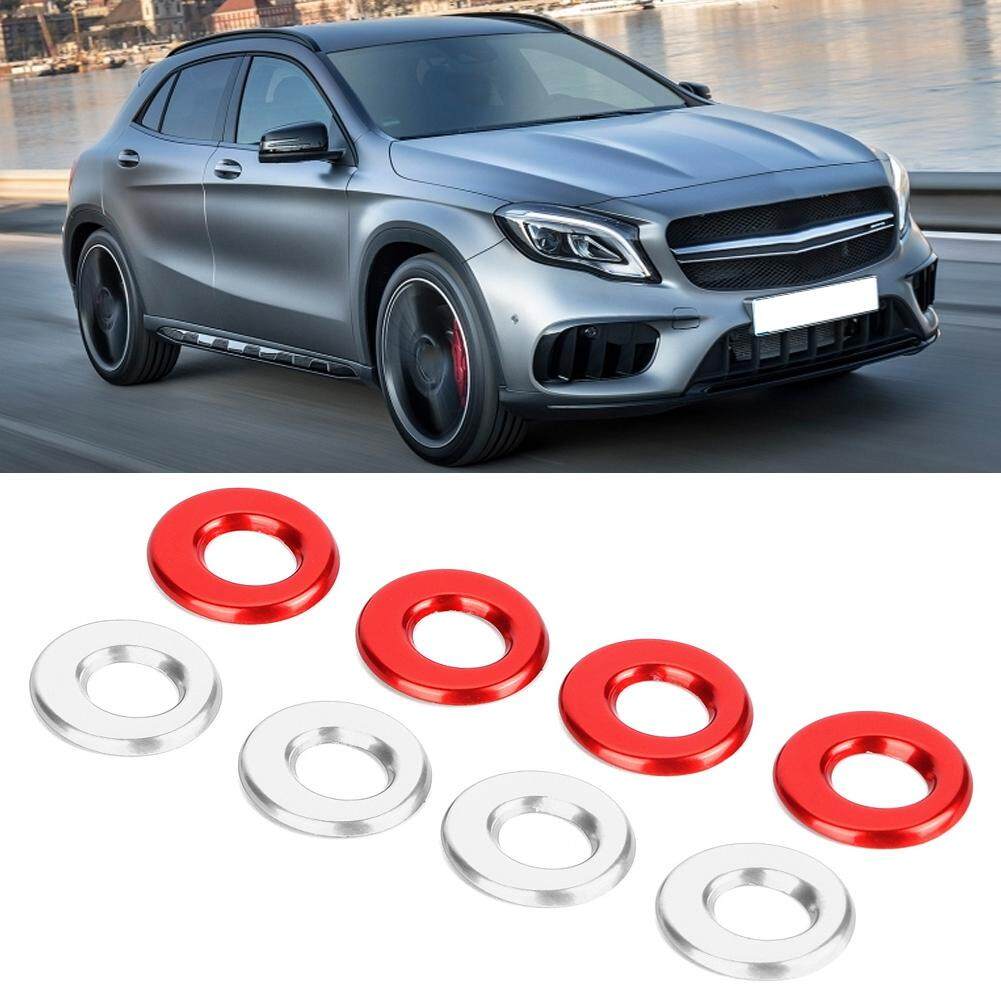 KIMISS 4pcs Aluminum Alloy Door Lift Lock Pin Knobs Rings Trim Cover Frame Fit for Replacement for Benz GLA/GLC New C-Class E-Class Silve Red Silver