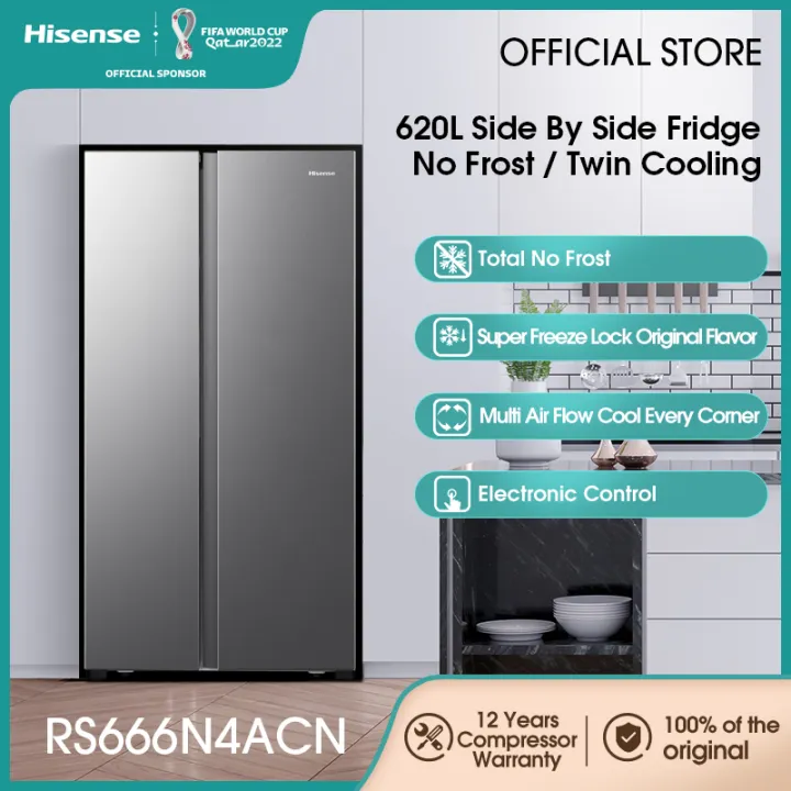 Hisense Side By Side Silver 620l Fridge Refrigerator Peti Sejuk 冰箱 Rs666n4acn Lazada