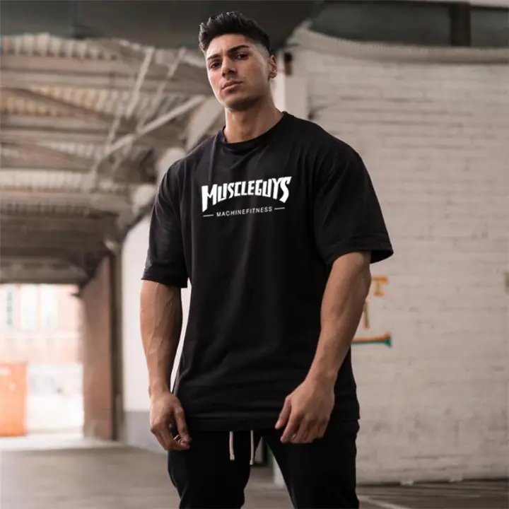 Men's Oversized T shirt Solid Color Gym 