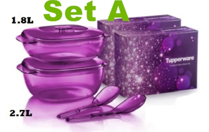Tupperware Purple Royale Crystalline Set pwp Bowl with Spoon or Small Server/bowl set