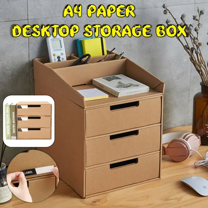 Three Layer Container A4 Sized File Box, Desktop File Storage Box