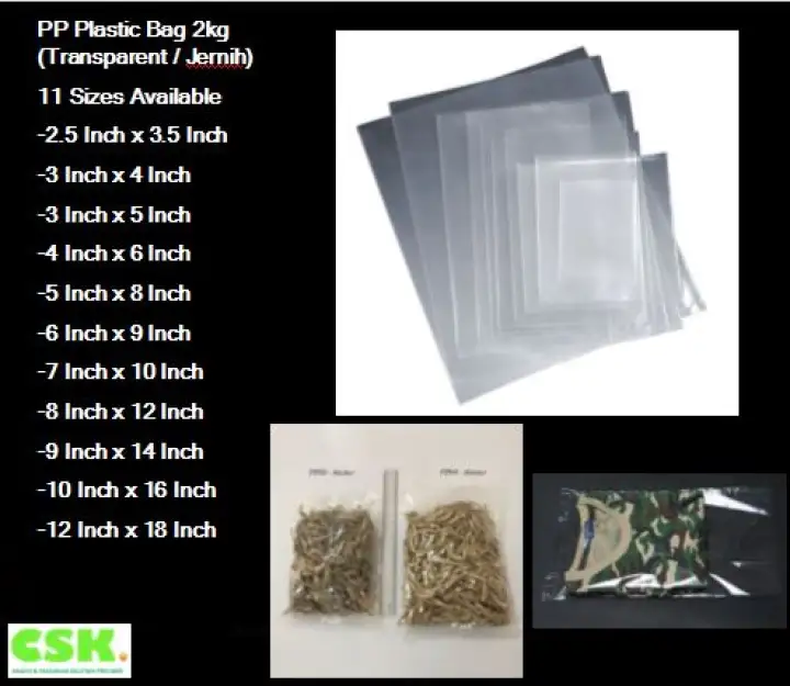 Medium Large Pp Plastic Bag 2kg Plastic Transparent Clear Jernih Thickness 0 04 0 08 Lazada