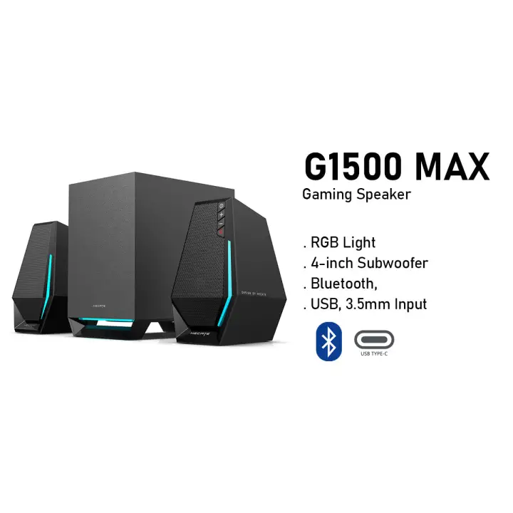 Edifier Hecate G1500 Max 2.1 Gaming Speakers - Bluetooth 5.3 | RGB Lighting | Multi Connection | Built in DSP | 60W RMS