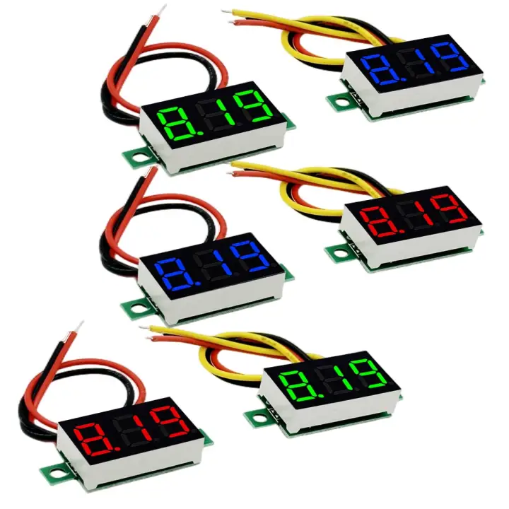0.36 inch Mini Digital Voltmeter Voltage Tester Meter LED Display Module DC4.5V-30V DC0-100V 2-Wire/3-Wire Voltmeter Voltage Tester Panel Meter Gauge for Motorcycle Car Red Blue Green