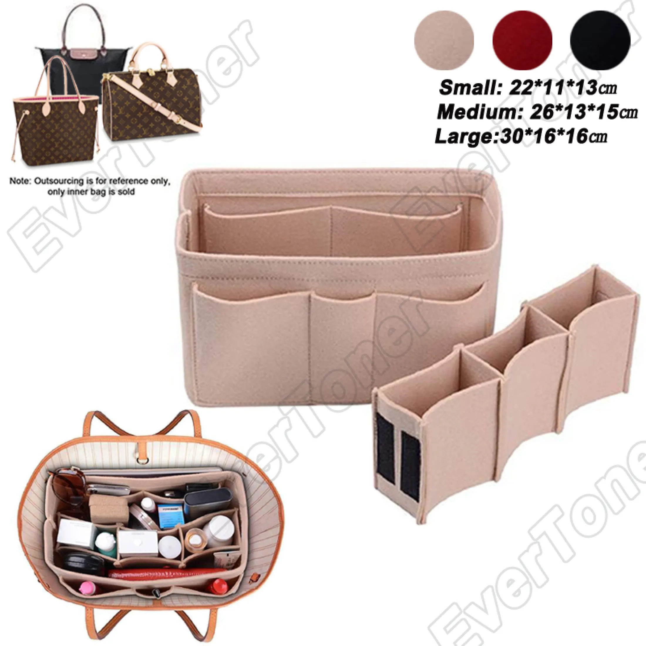 Evertoner Felt Handbag Insert Organiser Felt Bag Organizer Handbag Tote Bag In Bag Organizer For Lv Speedy Neverfull Longchamp Felt Fabric Purse Handbag Organizer Insert Bag For Tote Bag Handbag Lazada