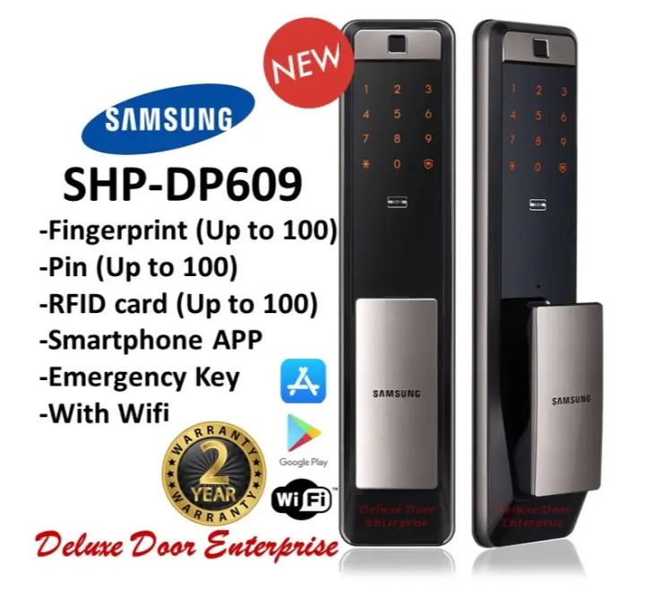 Samsung Smart Door Lock Shp Dp609 Samsung 609 Dp609 Shp Dp609 Digital Lock Digital Door Lock Smart Lock Wifi Lock Fingerprint Lock Lazada