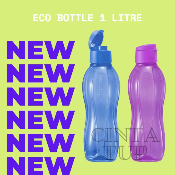 Tupperware Blue & Purple Eco Drinking Flip Top Bottle 1L [New Colour !!!]