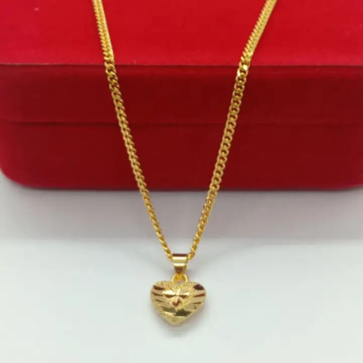 916 Stamping Rantai Leher Sauh Loket Love Emas Korea 24k Cop 916 Harga Termurah Pendant Necklaces For Women Girls At Best Price Lazada