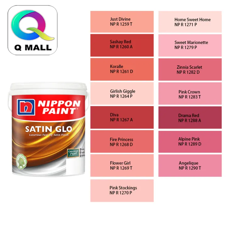 1259 1290 5l Nippon Paint Interior Satin Glo Lustrous Pinks Reds Lazada