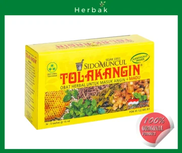 Tolak Angin Cair Ubat Herba Masuk Angin Madu Dan Pudina Sido Muncul 15ml 12 Sachet Shopee Malaysia