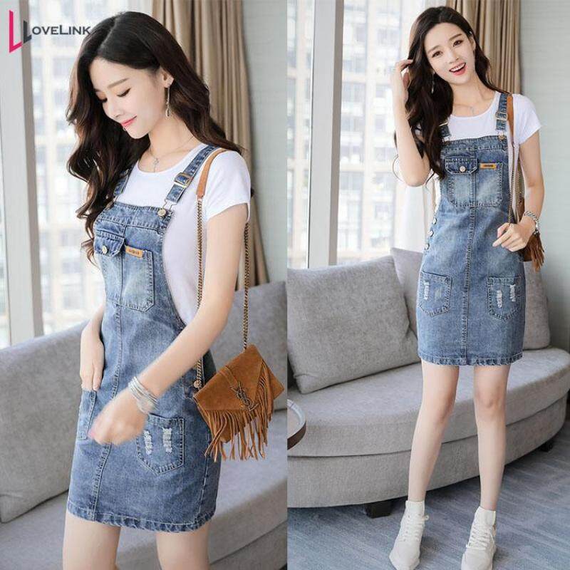 Blue Spaghetti Straps Notch V Denim Jumpsuit - SELECTAFASHION.COM