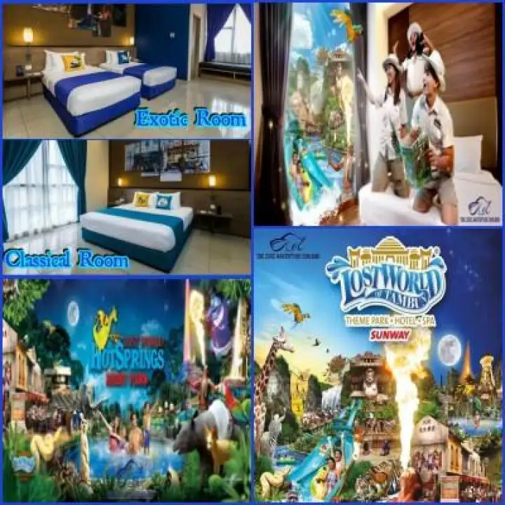 2D1N Lost World Of Tambun Hotel (FAMILY PACKAGE) + Breakfast + Lost World  Of Tambun 11am To 6pm Admission Ticket + Lost World Hot Springs Night Park  