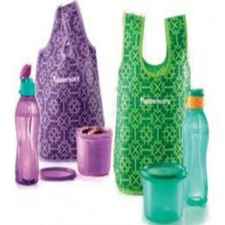 NEW TUPPERWARE ECO BOTTLE FLIPTOP 500ML SNACK N ALL 550ML SET WITH POUCH