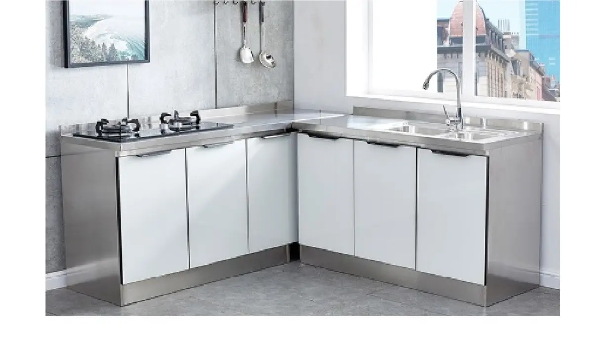 Stainless Steel Kitchen Cabinet With 2 Doors Tempered Glass Stove Hole Approx 2 7ft Lazada