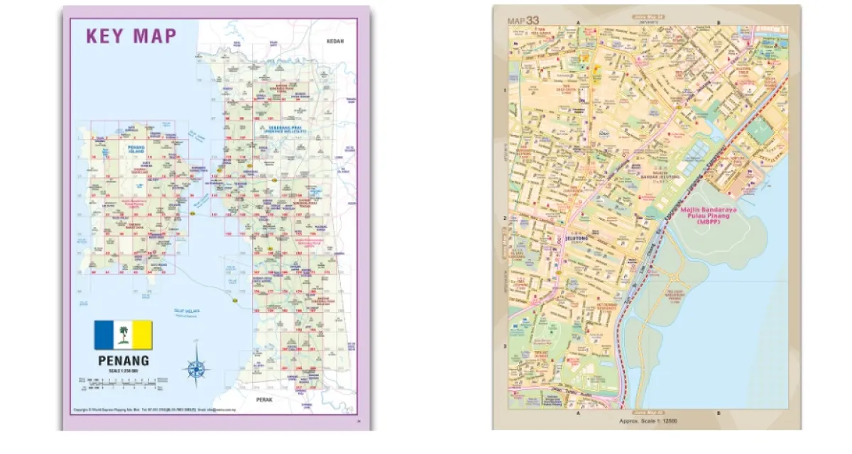 Gps Street Directory Penang Peta Panduan Jalan Penang Pulai Pinang Seberang Perai Lazada