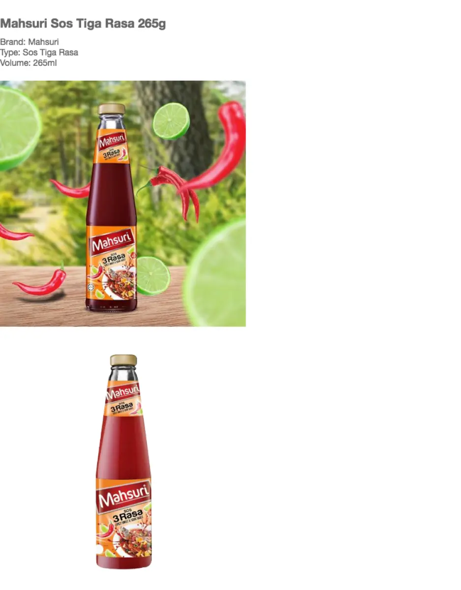 Mahsuri Sos Tiga Rasa 265g Lazada