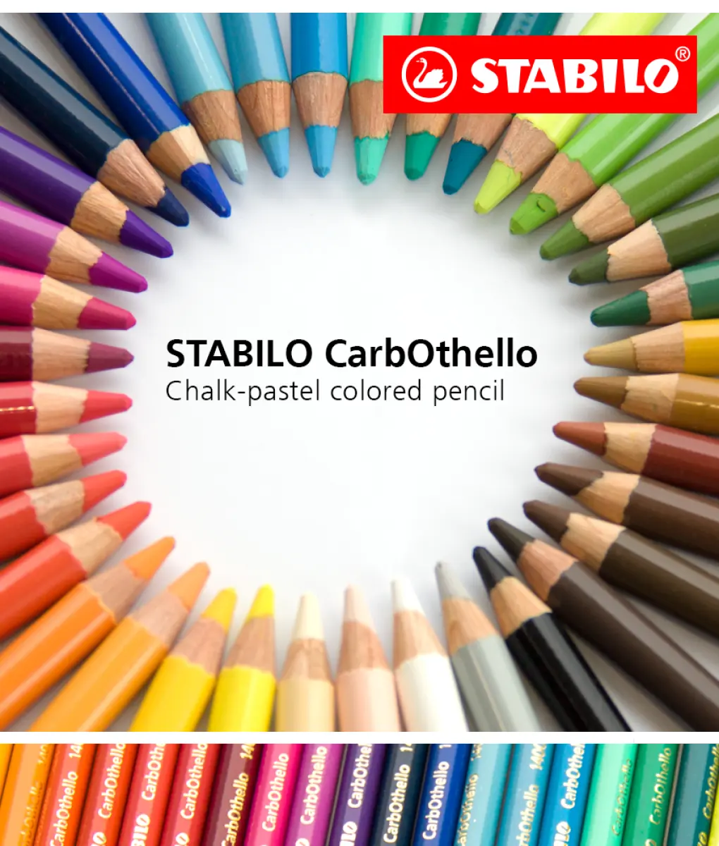 Coloring Pencil - STABILO CarbOthello Pastel Pencil Wooden Box of 60 Asst. Colors incl. Sharpener, Kneaded Eraser & Blending Stump - Novelty