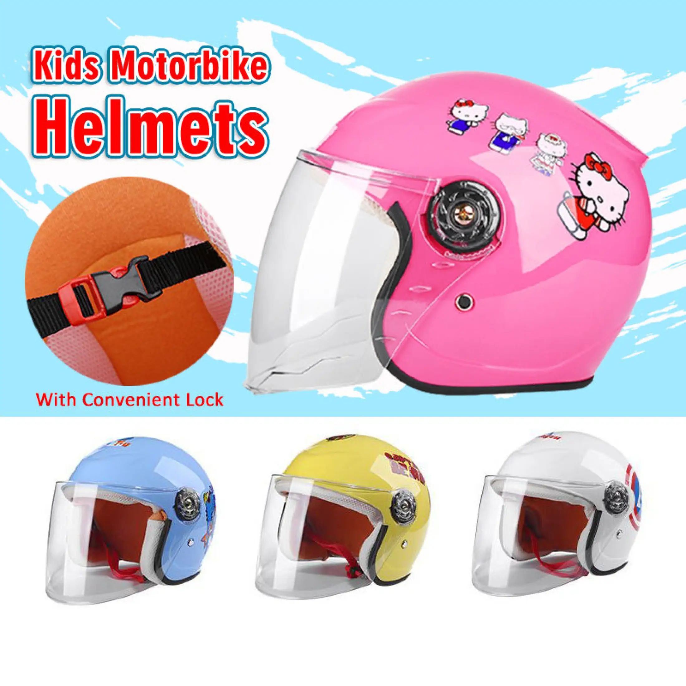 Helmet Motorcycle For Children Half Surface Safety Helmet For Kids Cartoon Design Helmet Budak Helmet Kanak Kanak Lazada