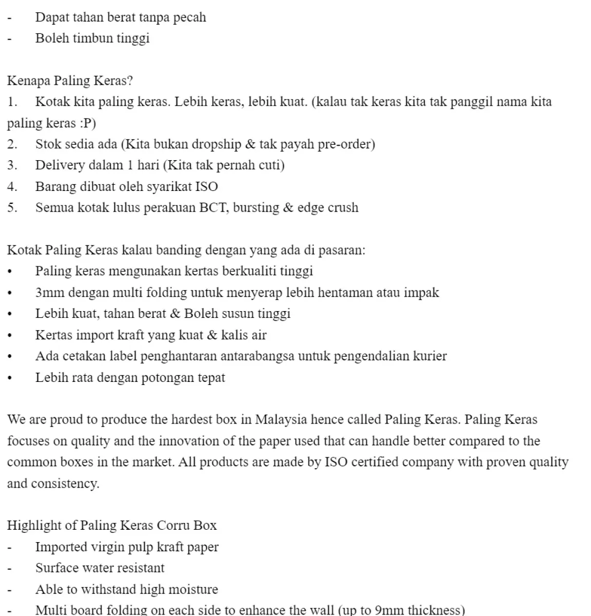 Kotak Simpan barang. Corru Box Small Medium to big. Easy to open 