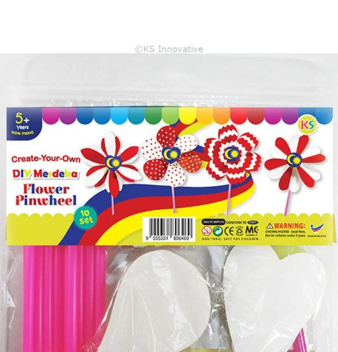 Diy Merdeka Flower Pinwheel Pack Of 10 Kipas Tangan Kids Colouring Lazada
